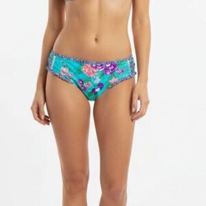 Bikini Lab Blue Floral Shirred Bikini Swim Bottoms NEW S